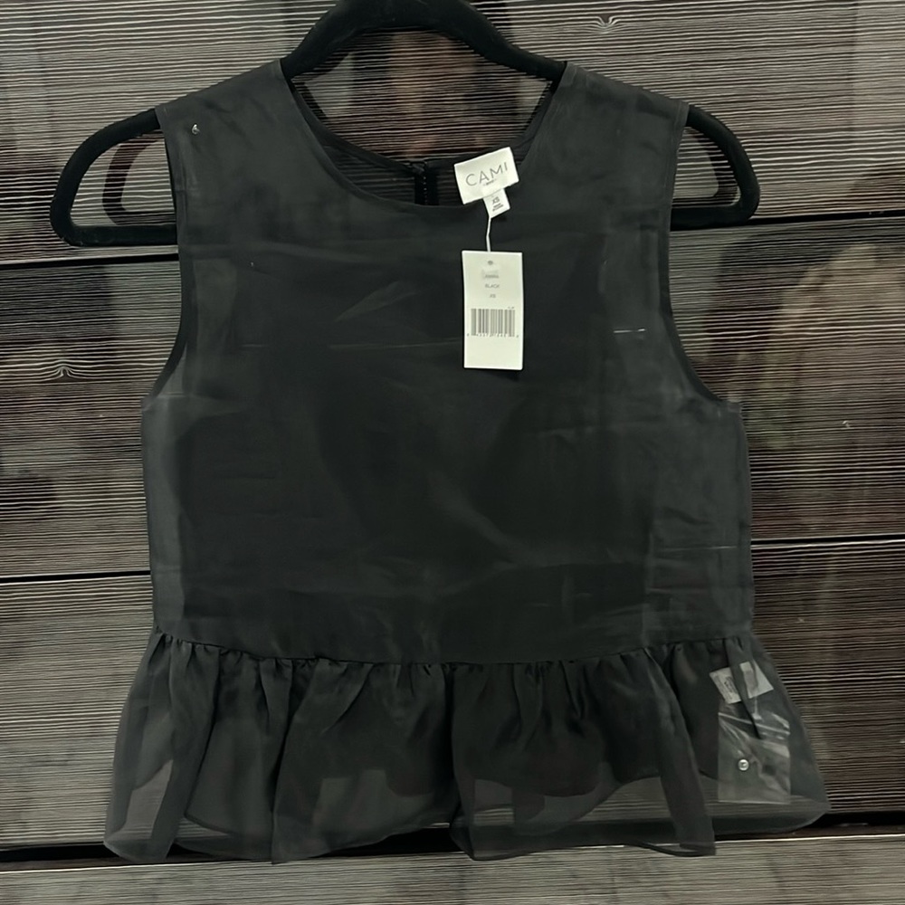 Amira Organza Sleeveless Layered Peplum Top